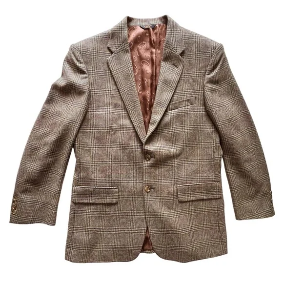Sewell Tan Glen Check Worsted Wool Blazer41 R NWT